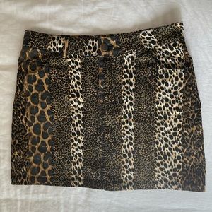 MOTEL animal print denim mini skirt